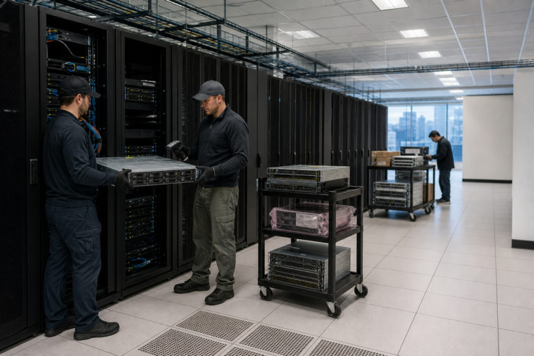 Technicians performing Data Center Decommissioning in Newark, New Jersey