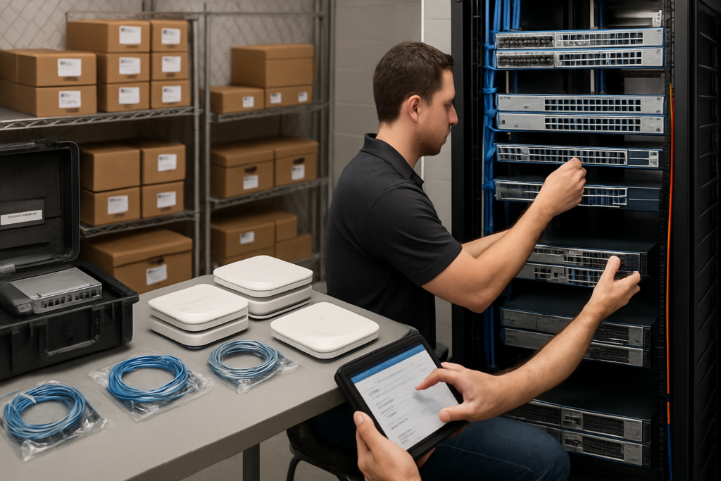 Technicians coordinating enterprise Multi-Site Rollouts in Ashburn, Virginia