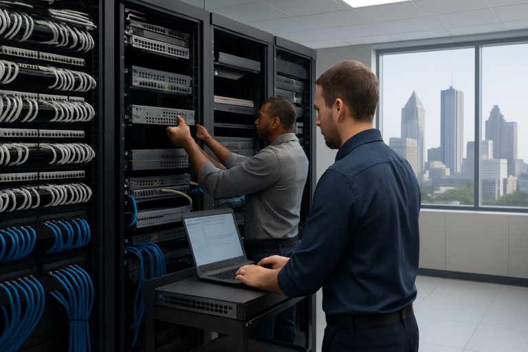 Technicians performing an enterprise Network Refresh in Atlanta, Georgia