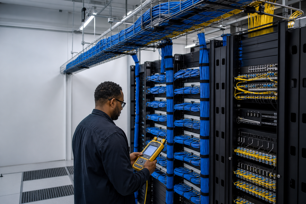 Professional Structured Cabling installation in an Ashburn, Virginia telecommunications room